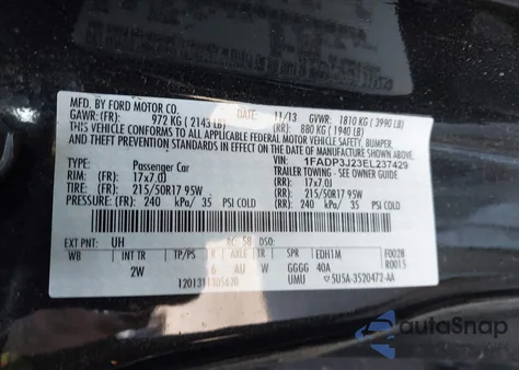 2014 Ford Focus Titanium from USA, damaged, VIN 1FADP3J23EL237429